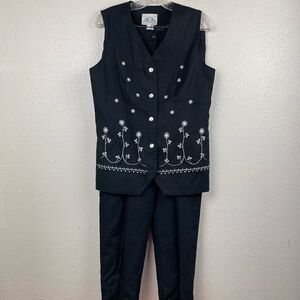 River Ridge Trading Company Matching Two-Piece Linen Blend Vest and Pants Size M